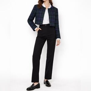 VINTAGE LINDA ALLARD ELLEN TRACY Plaid Bouclé Cropped Wool Jacket | 10P | Preppy